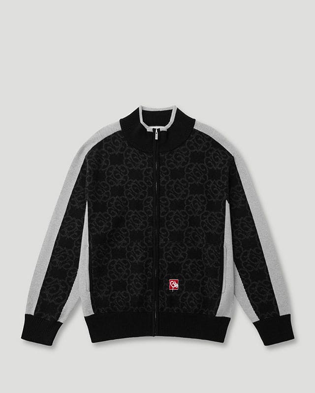 Geedup Mono Knitted Jacquard Zip Jacket - Black/Grey | Unique Supply Australia